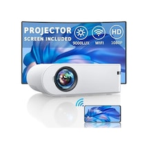 Yaber Ekranlı Mini Projektör, 1080p Full Hd 9000l Açık Hava Film Projektörü