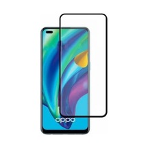 Oppo Reno 4 Lite Tam Kaplayan Çerçeveli Tempered Cam Ekran Koruyucu Siyah