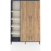 Arges Dolap 6 Raflı 4 Kapaklı Tek Askılı 132x30x195 Antrasit-... Antrasit