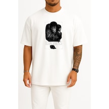 Bahriyeli Collection Oversize Blancanieves İspanyol Film Göğüs Baskılı Unisex T-shirt Beyaz