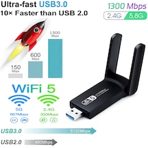 Kablosuz Wifi Alıcı Dual Band Usb 3.0 Adaptör Ac1300 Mbps