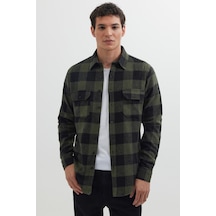 Tudors Erkek Slim Fit Dar Kesim Uzun Kollu Kapaklı Çift Cepli Kareli Kışlık Oduncu Gömlek-41624 Çok Renkli