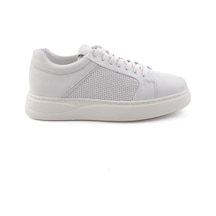 Bambi Beyaz Hakiki Deri Erkek Sneaker E01593027203 Beyaz