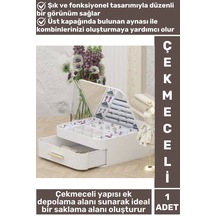 Yüksek Kaliteli Makyaj Yüzük Kolye Küpe Düzenleyici Çok Şık Bölmeli Çekmeceli Aynalı Takı Organizeri Çok Renkli