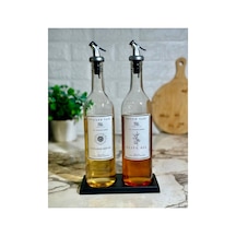 Siyah Bölmeli Standlı 2 Li 750 Ml Cam Damlatmaz Kapaklı Ayçiçek Yağı Zeytin Yağı Şişesi Yağdanlık Şeffaf 632343096 Şeffaf