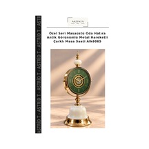 Özel Seri Masaüstü Oda Hatıra Antik Görünümlü Metal Hareketli Çarklı Masa Saati Alk6065 Antik - Bronz