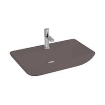 Newarc Domino Tezgah Üstü Batarya Delikli Lavabo 70x40x13,5cm Mat Antrasit