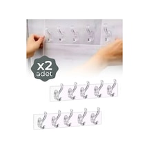 2 Adet Şeffaf Güçlü Kendinden Yağışkanlı Kapı Duvar Mutfak Banyo Askı Şeffaf Şeffaf