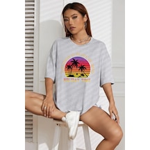 Unisex Holiday Time Tasarım Tshirt Gri