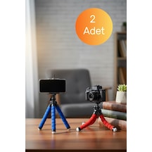 2 Adet Esnek Ahtapot Tripod Seti - Telefon Ve Kamera Uyumlu Masaüstü Stand