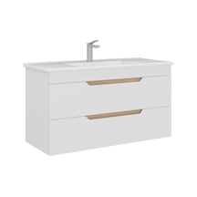 Orka Lena 100 Cm Mat Beyaz Çekmeceli Banyo Dolabı Alt Modül Lavabo Beyaz