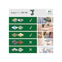 Home And Garden Easydrill 18v-40 Akülü Vidalama Makinesi Aküsüz, 18 Volt Sistem, Kartonda