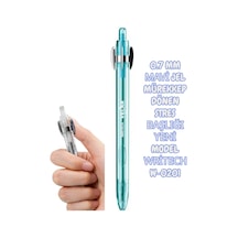 0.7 Mm Mavi Jel Mürekkep Dönen Stres Başlığı Yeni Model Writech W-0201 Şeffaf Yeşil Çok Renkli
