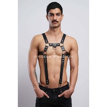 İkikareshop Erkek Göğüs Harness, Erkek Deri Pantolon Askısı, Erkek Clubwear - Brfm23