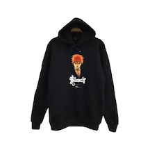 Bleach Baskılı Kapüşonlu Sweatshirt Siyah