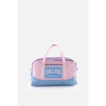 İcone Bag Baskılı Spor Çanta, Cepli Spor Çanta, Fermuarlı Detaylı Çocuk Spor Çanta, Mor - Pembe