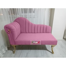 Yeni Model Ultra Lüks Alda Çizgili Josefin Bench Puf 120 Cm Pembe