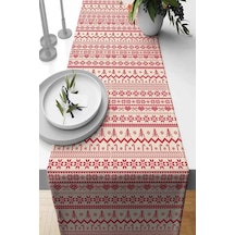 Kırmızı Christmas Desen Premium Masa Örtüsü Runner Rnr564n11