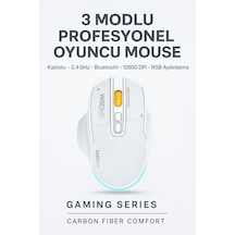 W601 Tri-mode Gaming Mouse 12800 Dpı, Rgb, Bt + 2.4ghz + Kablolu, Type-c Şarjlı Oyuncu Mouse 601