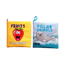 2 Kitap İngilizce Meyveler Ve Kutup Hayvanları Kumaş Sessiz Kitap E126 E125 - Bez Kitap , Eğitici Oyuncak