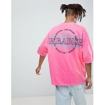 Flood Of Style Erkek Pembe Paradise Sırt Baskılı Oversize Tshirt