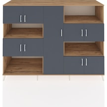 Kronos Dolap 10 Raflı 9 Kapaklı 220x59x163 Çam-antrasit/çam Antrasit/çam