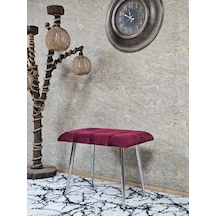 Zafir Krom Sivriltme Ayaklı 60 Cm Puf Bench - Puf - Bench - Oturak - Mutfak Oturağı - Antre Oturağı Bordo