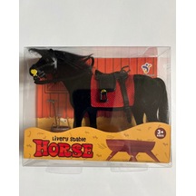 Floklu At Hayvan Oyuncak Siyah At Horse Kaliteli Ve Gösterişli At 14 Cm X 11 Cm