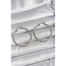 316 Çelik Gümüş Renk 33 Mm Halka Model Kadın Küpe çok renkli