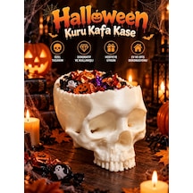 Halloween Cadılar Bayramı Dekoratif Kuru Kafa Şekerlik Kase Masa Üstü Dekor