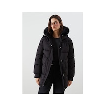 LC Waikiki Alıta Cıty Farkıyla Lcw Vision Siyah Düz Loose & Bol Kadın Şişme Mont Siyah - 929815501 Siyah