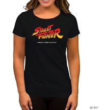Street Fighter Siyah Kadın Tişört
