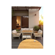 Sole Balkon Takımı, Cappuccino Bahçe Takımı 5+1 Masa 70x110 3lü Koltuk 70x180 Tekli Koltuk 70x70