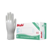 Beybi Pudralı Lateks Muayene Eldiveni L Beden Beyaz 100'lü