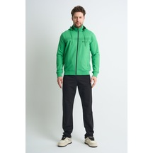 Shooter Sportswear Shooter Erkek Regular Kalıp Kapüşonlu Dik Yaka Rahat Form Klasik Paça Eşofman Takım Yeşil