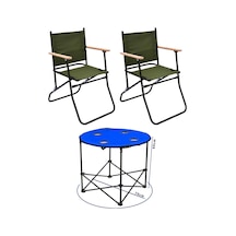 2 Adet 120 Kg Kapasiteli Katlanır Kamp Sandalyesi Ve Yuvarlak Kamp Masası-2-m-y Çok Renkli