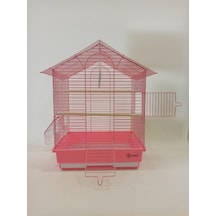Dayang İki Kapılı Çatılı Kuş Kafesi 35x28x46 Pembe