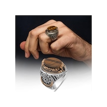 Fetih Koleksiyonu Kaplan Gözü Taşlı 925 Gümüş Yüzük Beyaz