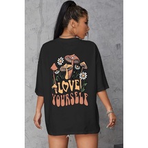 Tarzsokak Unisex Love Yourself Baskılı T-shirt Siyah
