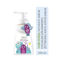 INCIA %100 Doğal Köpük Kastil Sabunu Çocuklar İçin Zeytinyağlı 10 Bitkisel Değerli Yağ Vegan 200 ml
