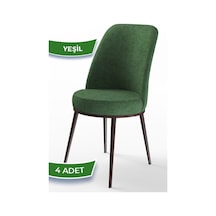Canisa Concept Dexa Serisi, Üst Kalite Yemek Odası Sandalyesi, Metal Kahverengi Iskeletli, 4 Adet Yeşil Sandalye Metal, Yeşil