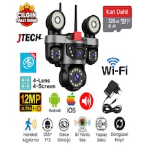 O-kam Ok-231 Premi Umw 3mp+3mp+3mp+3mp 12mp Wi -fi 4 Lens Çakarlı Alert 1 Ptz Akıllı Kamera + 128gb Sd Kart