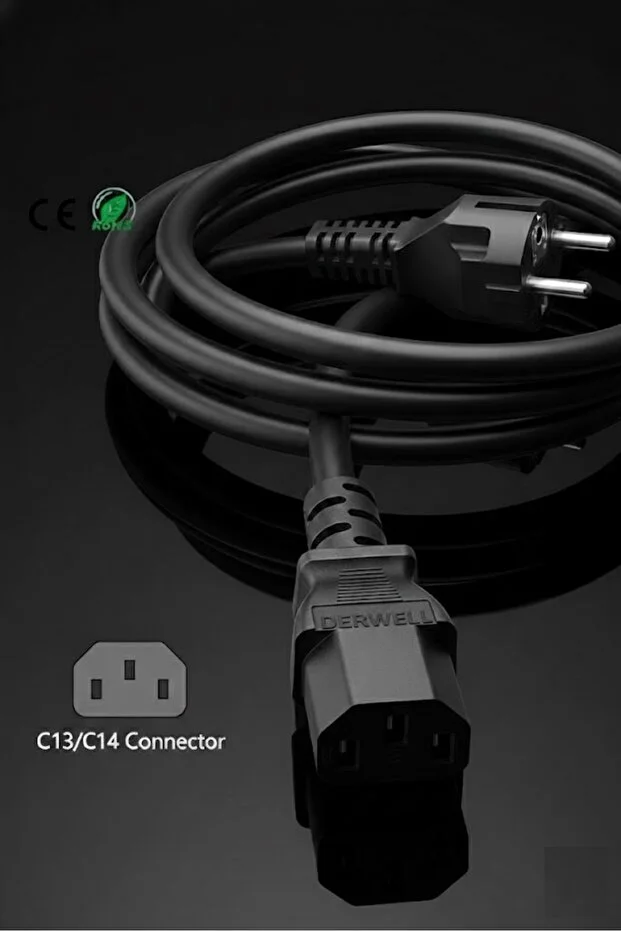 1.8 Metre 1.8mt Power Güç Kablosu C13 3pinli Monitör Bilgisayar Psu Elektrik Güç Kablosu 220v Cabble 1.8m