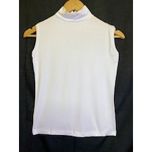 Kadın Sıfır Kol Yarım Balıkçı Yaka Body Beyaz 1 Adet 001