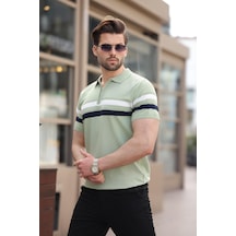 Madmext Çağla Yeşili Fermuarlı Polo Yaka Triko Erkek T-shirt E7299 Çağla Yeşili