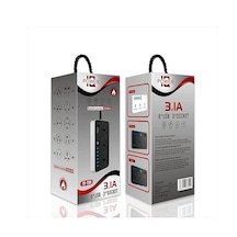 Uzatma Kablosu 6 Usb 3 Priz Girişli Aşırı Gerilim Koruyuculu T09