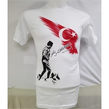Nacar Store Unısex Beyaz Mustafa Kemal Atatürk Baskılı Çocuk Tişört Kırmızı-beyaz-siyah