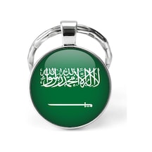 Tamgacrafts Suudi Arabistan Saudi Arabia Bayrağı Metal Anahtarlık Ülke Temalı Hediyelik Çok Renkli