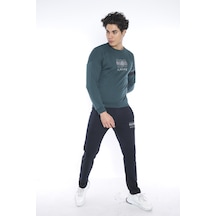 Erkek Spor Slimfit Yeşil Sweatshirt Takım Yeşil