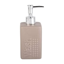 Seramik Sıvı Sabunluk Bej Modern 7x7x17cm 300ml Banyo Seti 12 Izgara